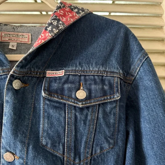 Vintage GUESS Jeans by Georges Marciano Cropped Denim Jacket Size Small - Picture 6 of 6